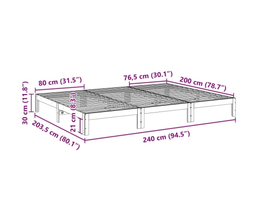 Estructura de cama familiar sin colchón 240x200 cm