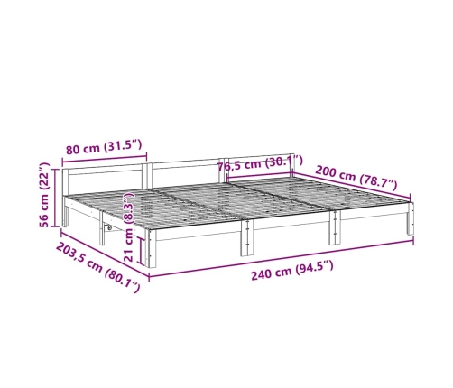 Estructura de cama familiar sin colchón blanco 240x200 cm