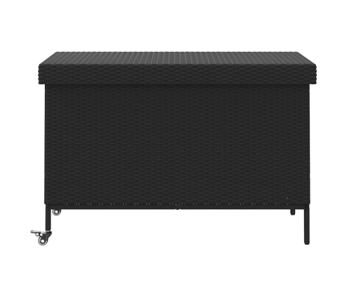 Caja almacenaje jardín ruedas ratán sintético negro 110x55x73cm