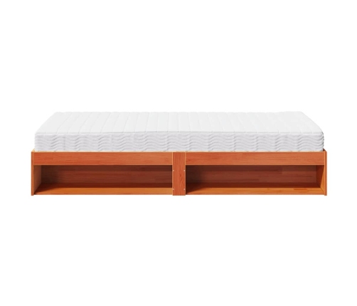 Sofá cama con colchón madera maciza pino marrón cera 80x200 cm