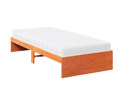 Sofá cama con colchón madera maciza pino marrón cera 80x200 cm