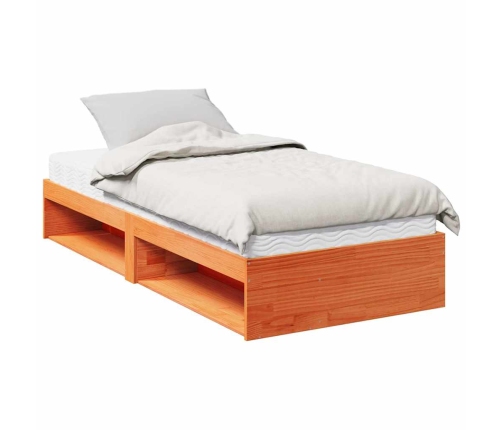 Sofá cama sin colchón madera maciza pino marrón cera 90x190 cm