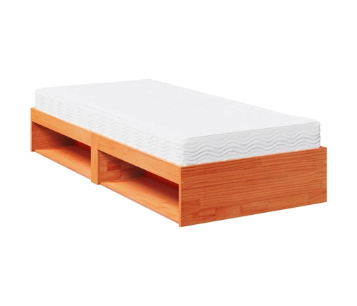 Sofá cama sin colchón madera maciza pino marrón cera 90x190 cm