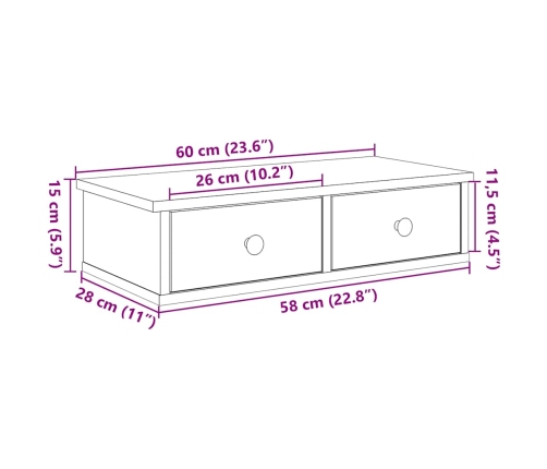 Estante de pared con cajones de madera contrachapada blanco