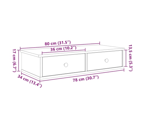 Estante de pared con cajones de madera contrachapada blanco