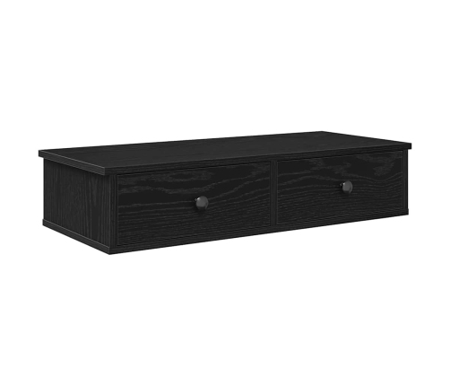 Estante de pared con cajones de madera contrachapada negro