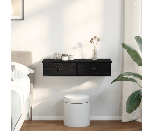 Estante de pared con cajones de madera contrachapada negro