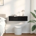 Estante de pared con cajones de madera contrachapada negro