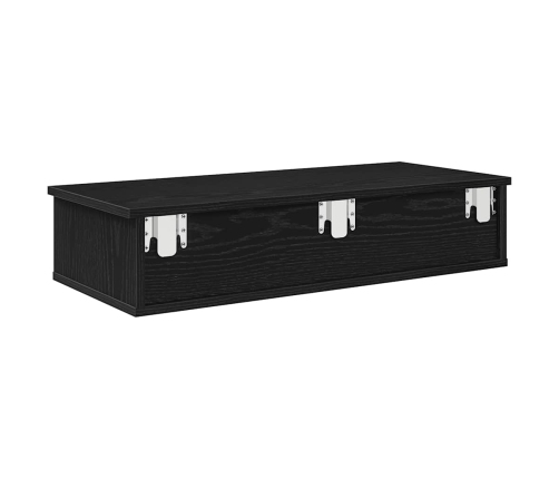 Estante de pared con cajones de madera contrachapada negro