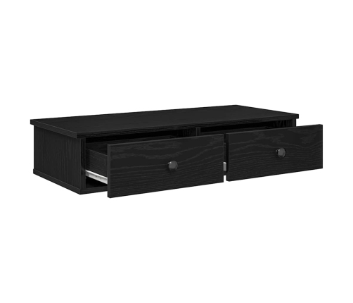 Estante de pared con cajones de madera contrachapada negro
