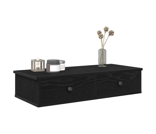 Estante de pared con cajones de madera contrachapada negro