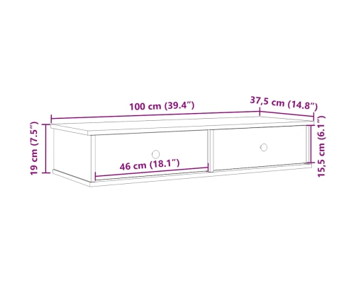 Estante de pared con cajones de madera contrachapada blanco