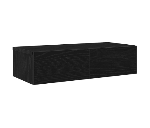 Estante de pared con cajones de madera contrachapada negro