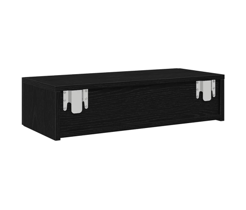 Estante de pared con cajones de madera contrachapada negro