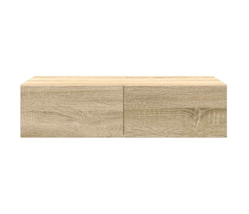 Estante de pared con cajones madera contrachapada roble sonoma