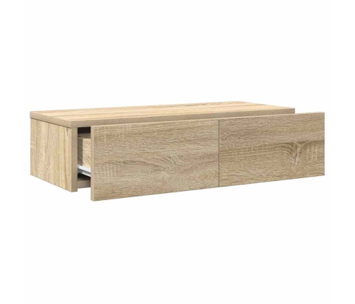 Estante de pared con cajones madera contrachapada roble sonoma