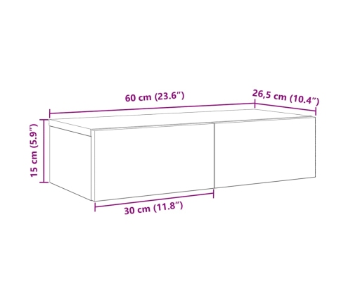 Estante de pared con cajones madera contrachapada roble marrón