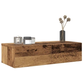 Estante de pared con cajones madera contrachapada madera vieja