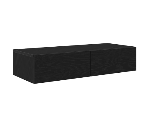 Estante de pared con cajones de madera contrachapada negro