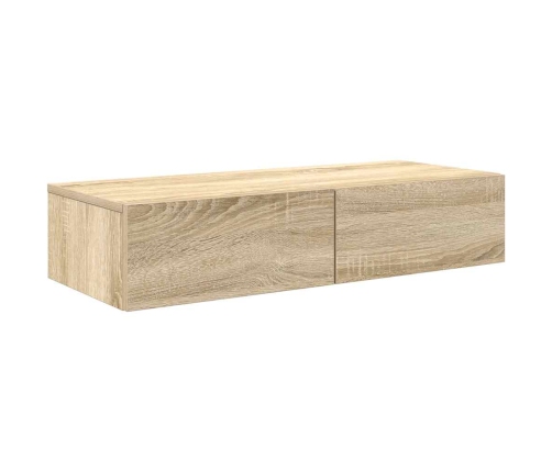 Estante de pared con cajones madera contrachapada roble sonoma