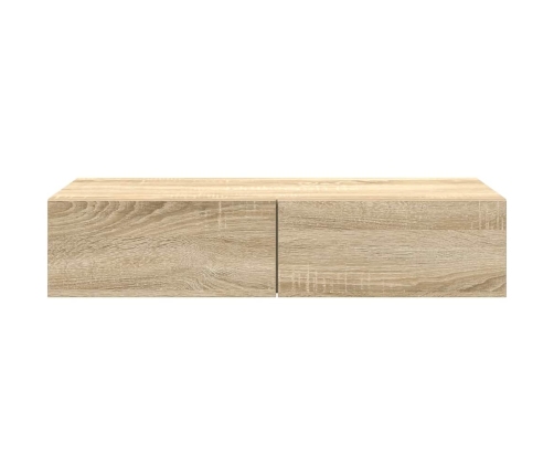 Estante de pared con cajones madera contrachapada roble sonoma