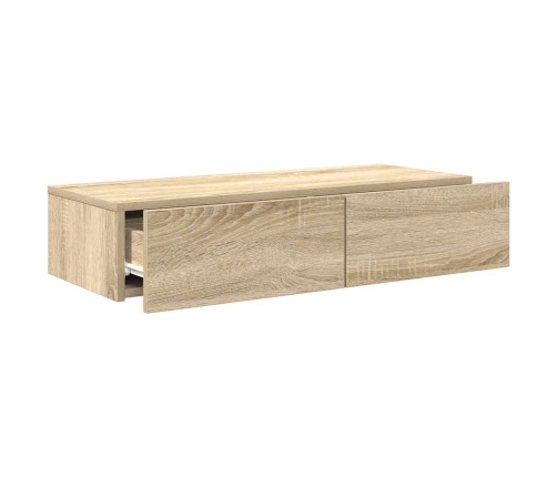 Estante de pared con cajones madera contrachapada roble sonoma