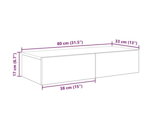 Estante de pared con cajones madera contrachapada roble sonoma