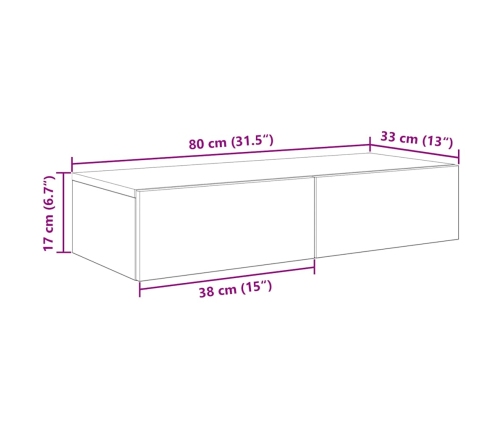 Estante de pared con cajones madera contrachapada roble ahumado