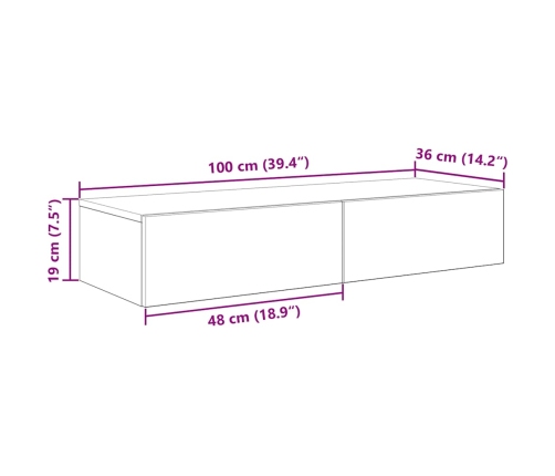 Estante de pared con cajones de madera contrachapada blanco