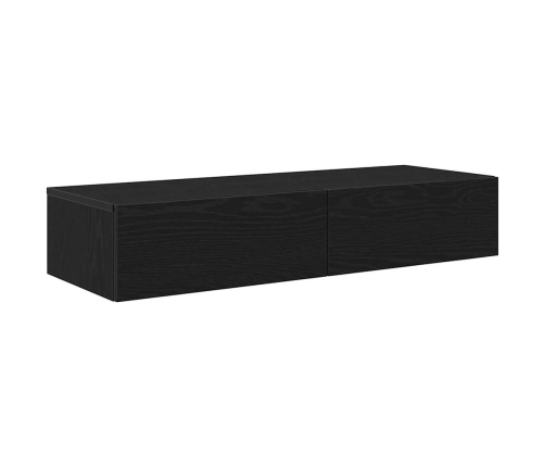 Estante de pared con cajones de madera contrachapada negro