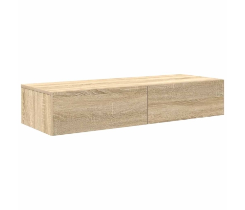 Estante de pared con cajones madera contrachapada roble sonoma