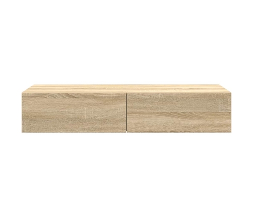 Estante de pared con cajones madera contrachapada roble sonoma