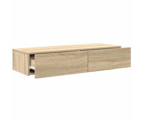 Estante de pared con cajones madera contrachapada roble sonoma