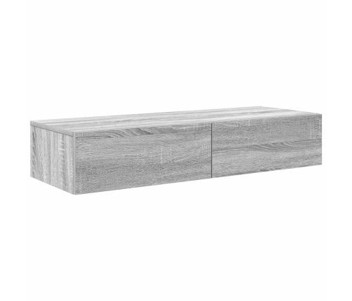 Estante de pared con cajones madera contrachapada sonoma gris