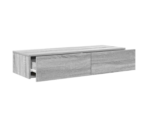 Estante de pared con cajones madera contrachapada sonoma gris