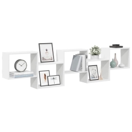 Estante cubo de pared 5 compartimentos madera ingeniería blanco