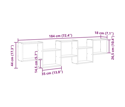 Estante cubo de pared 5 compartimentos madera roble Sonoma