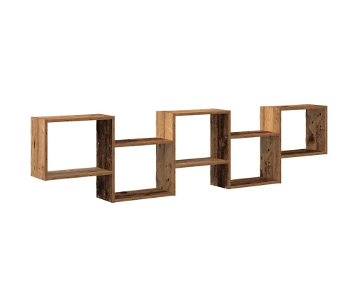 Estante cubo de pared 5 compartimentos madera envejecida