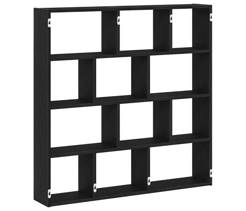 Estante cubo de pared 12 compartimentos madera ingeniería negro