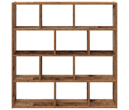 Estante cubo de pared 12 compartimentos madera envejecida