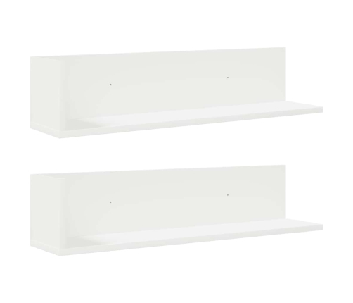 Estante de pared 2 uds madera ingeniería blanco 75x16,5x16,5 cm