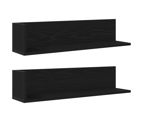 Estantes de pared 2 uds madera ingeniería negro 75x16,5x16,5 cm