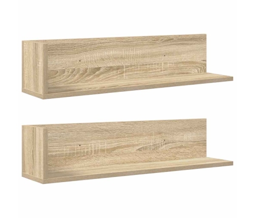 Estantes pared 2 uds madera roble Sonoma 75x16,5x16,5 cm