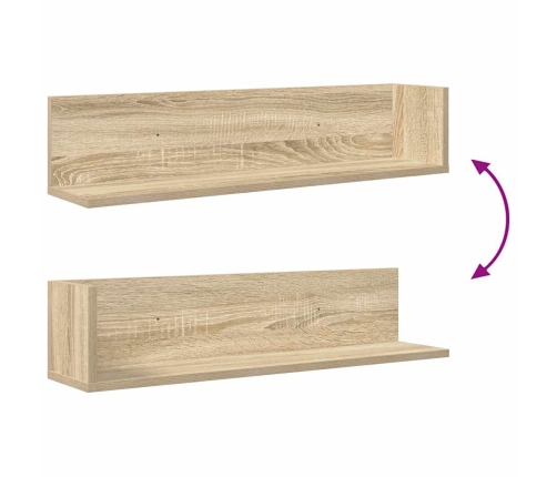 Estantes pared 2 uds madera roble Sonoma 75x16,5x16,5 cm