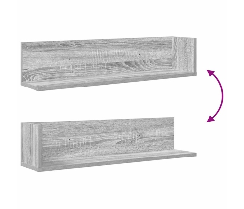 Estantes de pared 2 uds madera gris Sonoma 75x16,5x16,5 cm