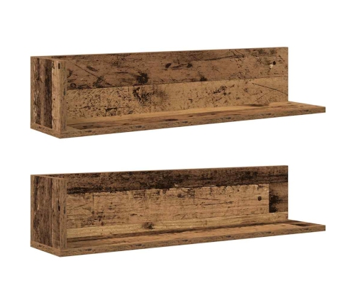 Estantes de pared 2 uds madera envejecida 75x16,5x16,5 cm