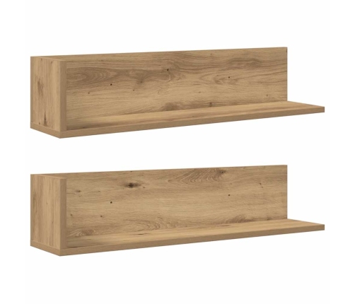 Estantes de pared 2 uds madera roble artisan 75x16,5x16,5 cm