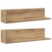 Estantes de pared 2 uds madera roble artisan 75x16,5x16,5 cm