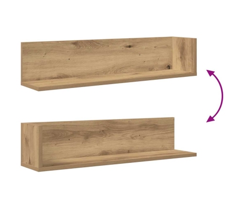 Estantes de pared 2 uds madera roble artisan 75x16,5x16,5 cm