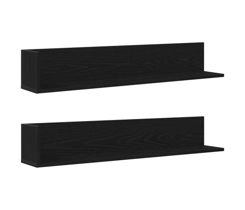 Estantes de pared 2 uds madera ingeniería negro 100x16,5x16,5cm